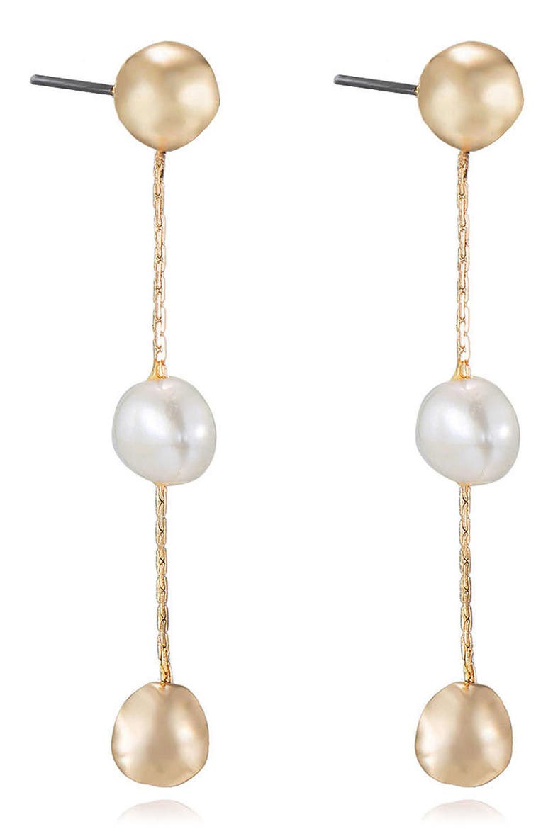 Faux Pearl & Bead Drop Earrings, Alternate, color, GOLD