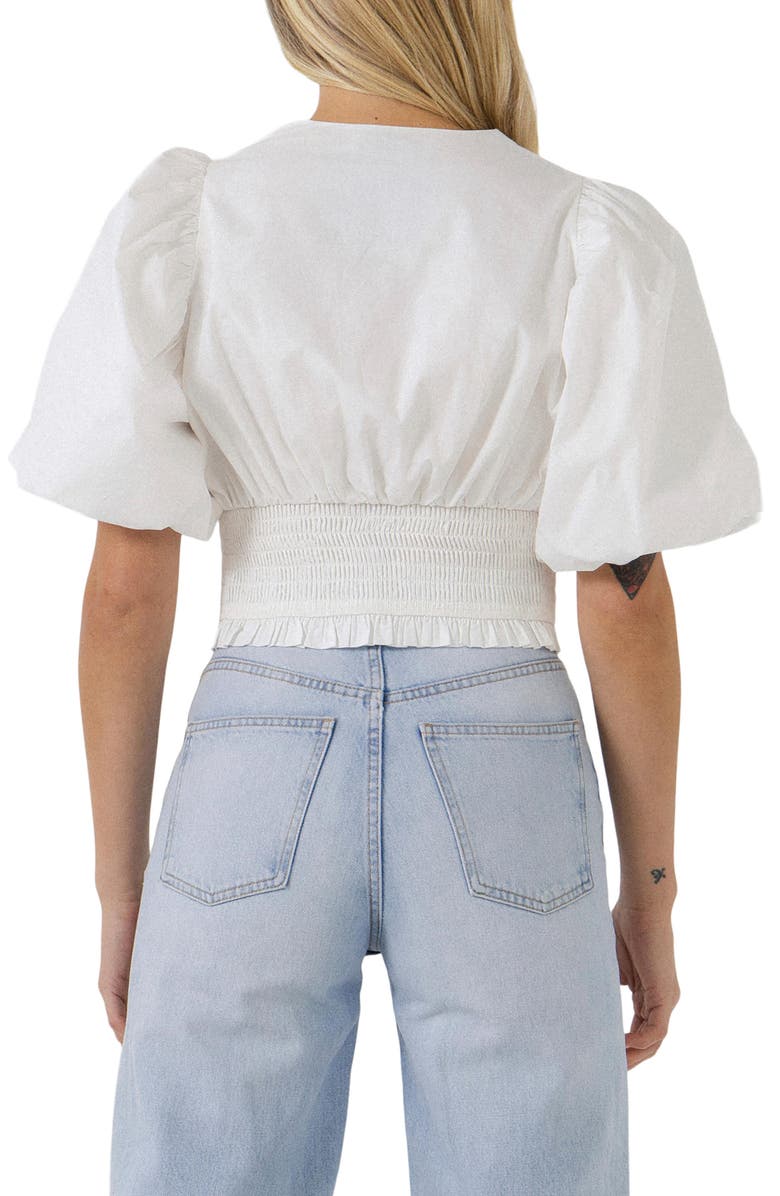 Endless Rose Smocked Waist Cotton Blouse, Alternate, color, White