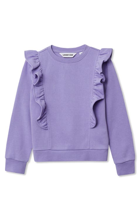 Girls Long Sleeve Cozy Fleece Ruffle Sweatshirt