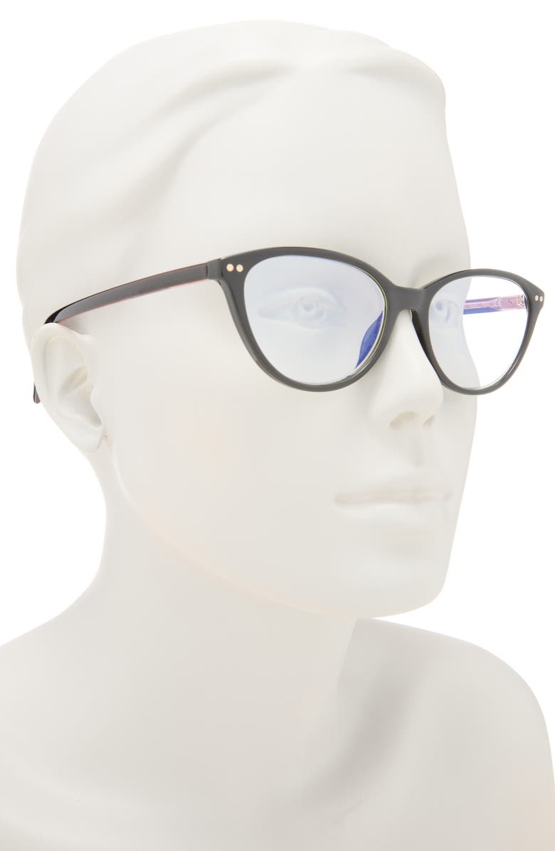 Kate Spade New York roanne 54mm cat eye reading glasses, Alternate, color, Black Pink