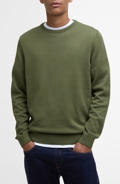 Solid Cotton Crewneck Sweater
