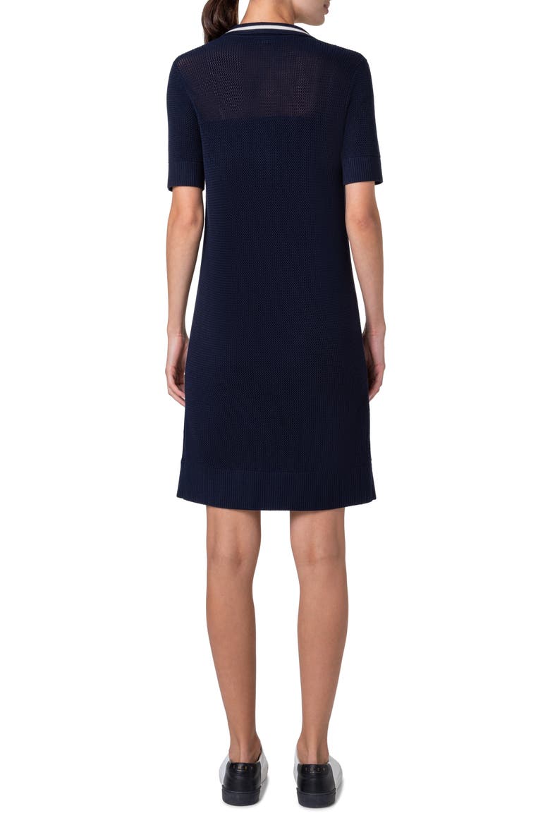 Signature Tipped Polo Sweater Dress, Alternate, color, INK-CREAM