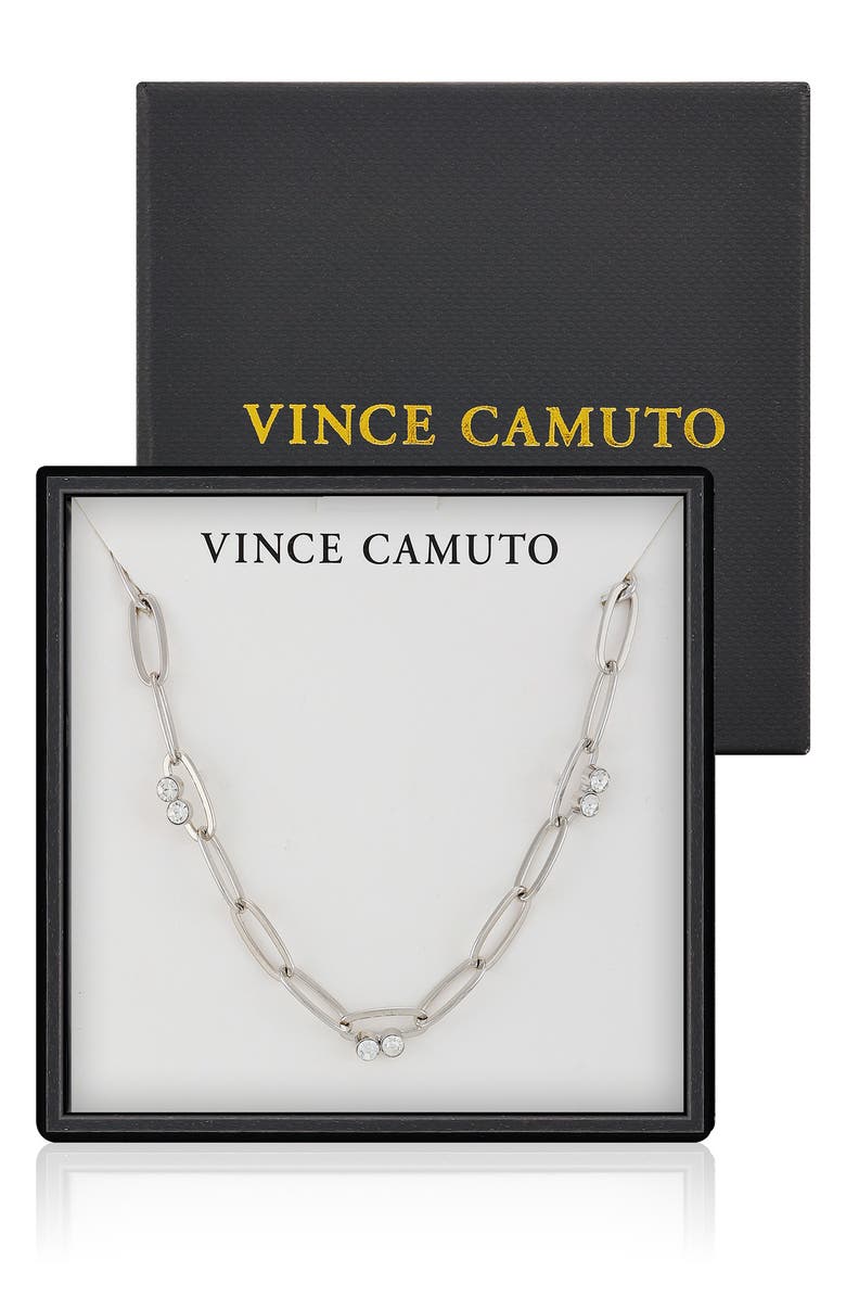 Vince Camuto Crystal Station Paperclip Chain Necklace, Main, color,