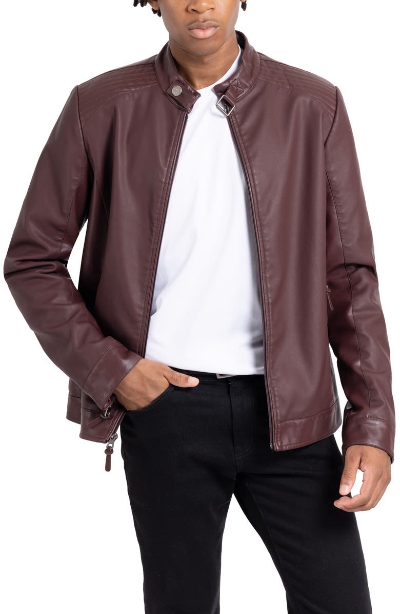 XRAY Faux Leather Racing Jacket, Alternate, color, Burgundy