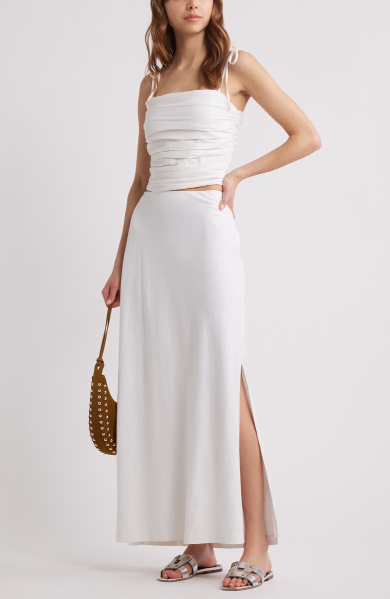 Open Edit Tie Strap Linen Blend Tank, Alternate, color, White