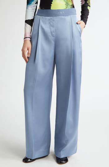 Stine Goya Wide-leg Satin Long Pants In Blue
