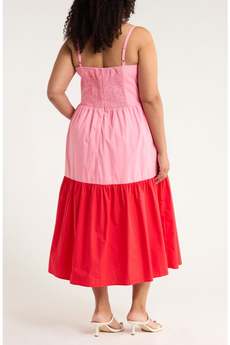Rebekah Colorblock Cotton Midi Dress, Alternate, color, PINK-RED