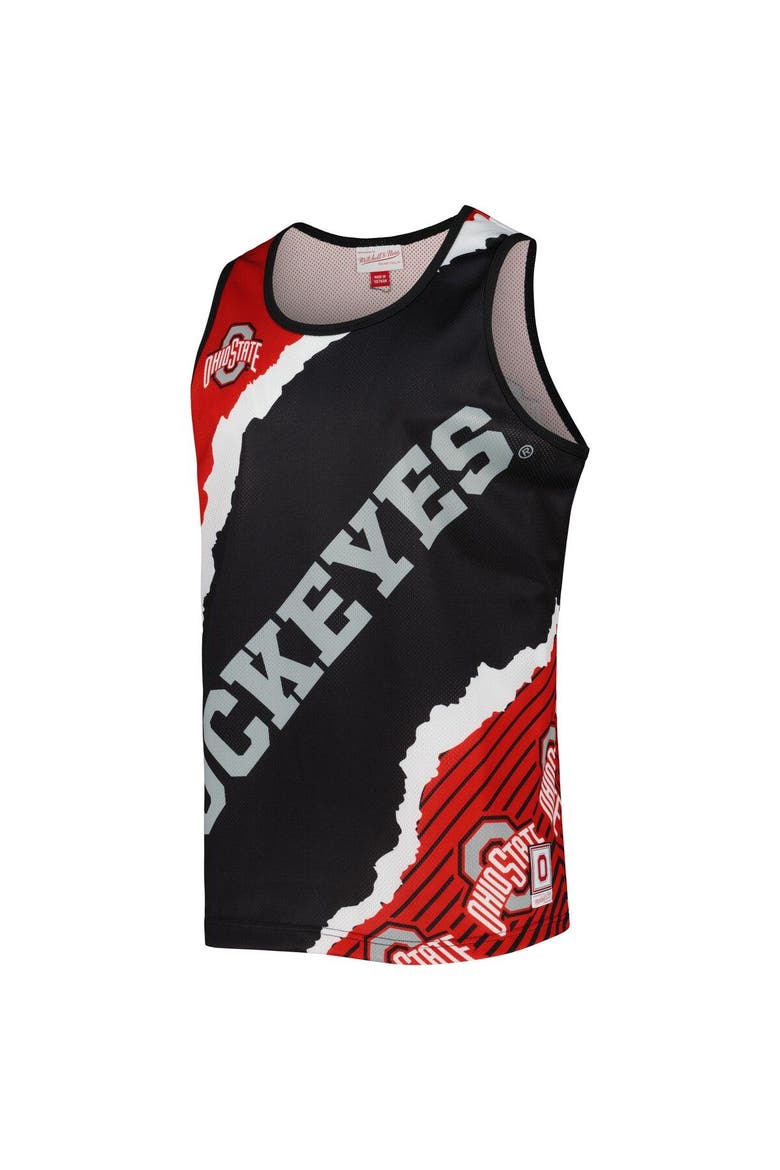 Men's Mitchell & Ness Black/Scarlet Ohio State Buckeyes Jumbotron 2.0 Sublimated Tank Top, Alternate, color, Black