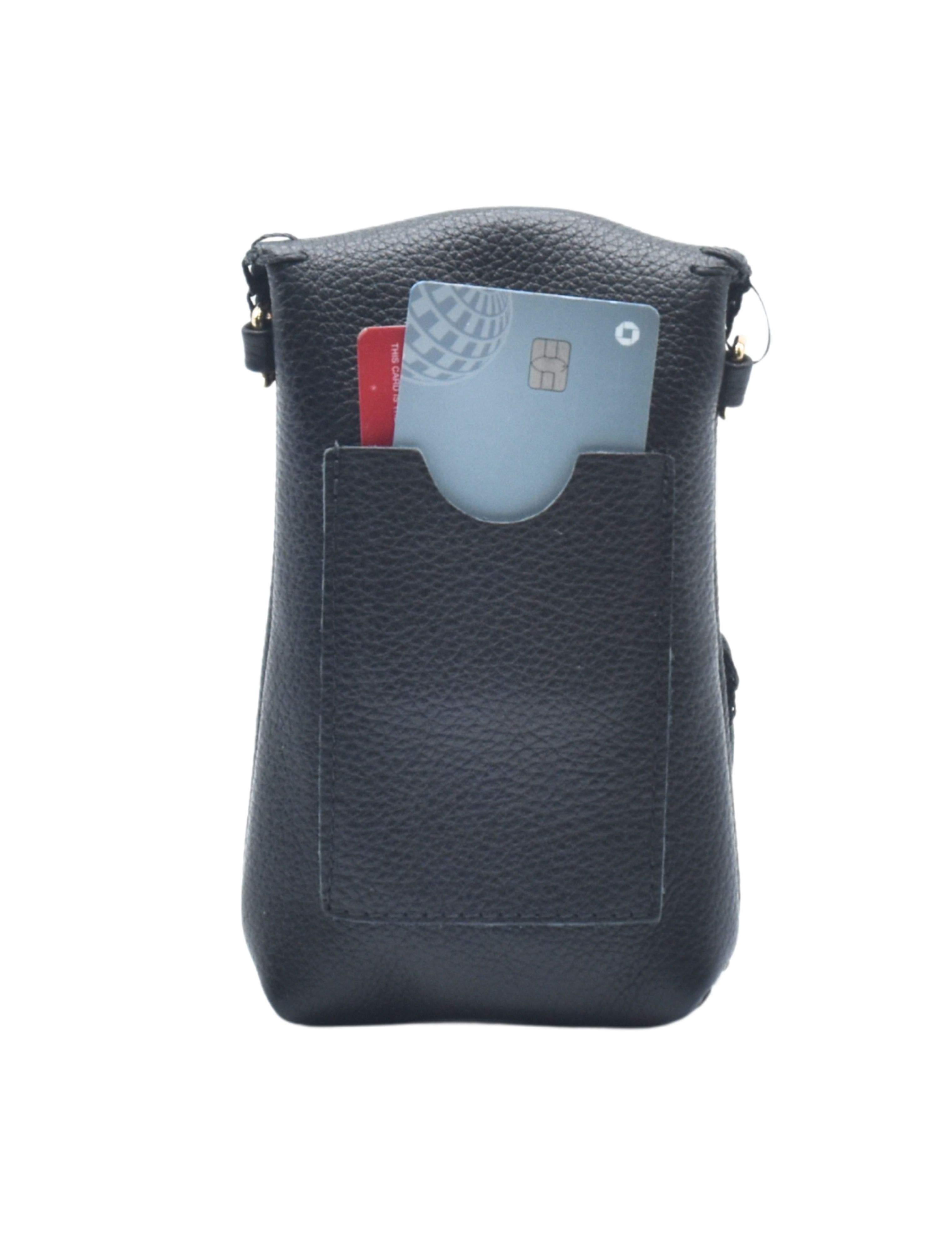 Carlos Falchi Cell Phone Butterly To Grain Leather Bag, Alternate, color, Black Obsidian