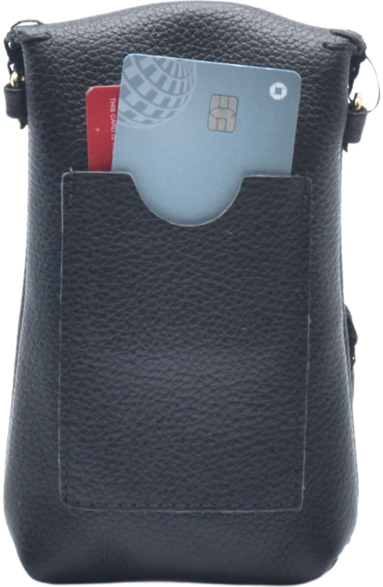 Carlos Falchi Cell Phone Butterly To Grain Leather Bag, Alternate, color, Black Obsidian