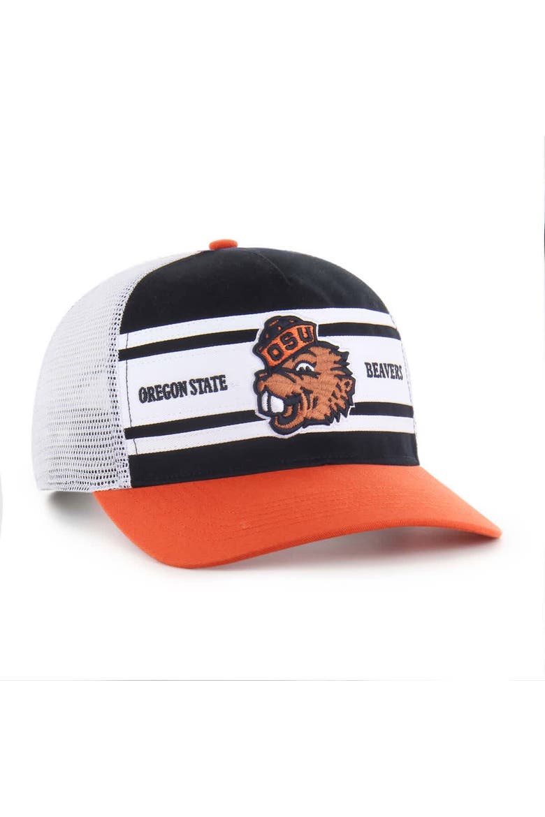 Youth '47 Black/Orange Oregon State Beavers Super Stripe Hitch Adjustable Trucker Hat, Alternate, color, Black