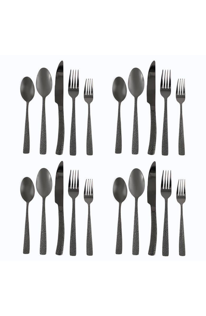 Gibson Elite Stonehenge 20 Piece Flatware Set, Main, color, Black