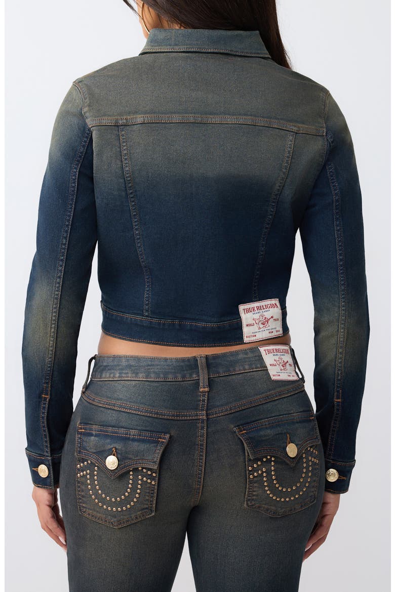 Studded Cropped Trucker Jacket, Alternate, color, DARK ECLIPSE WASH