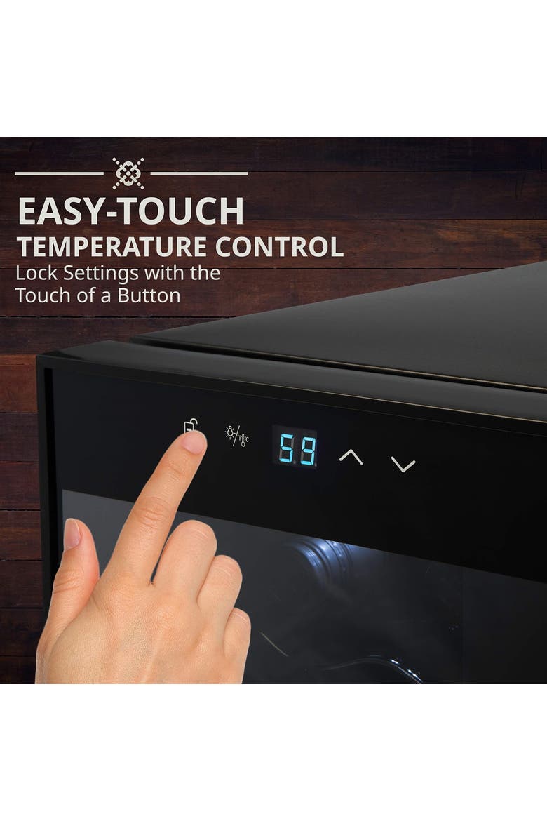 28 Bottle Compressor Wine Refrigerator, Freestanding Wine Cooler with Lock, Alternate, color, Black
