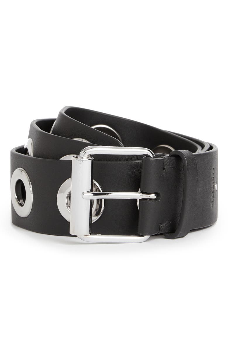 AllSaints Large Grommet Leather Belt, Alternate, color, 