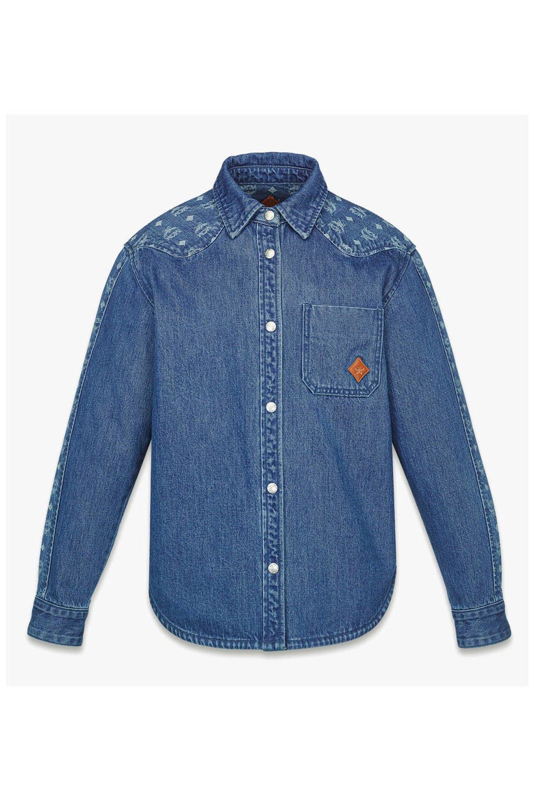 Monogram Jacket in Denim Jacquard, Alternate, color, Blue