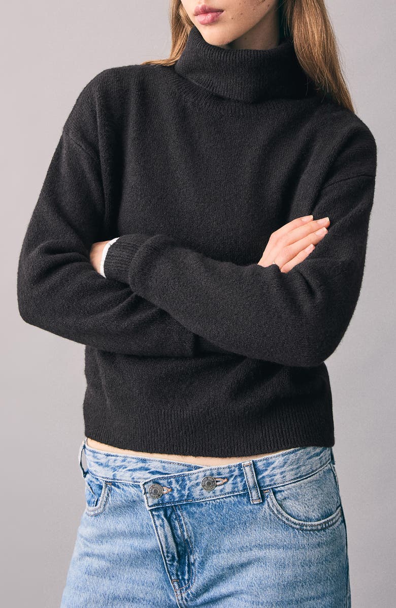 MANGO TEEN Turtleneck Sweater, Main, color, Black