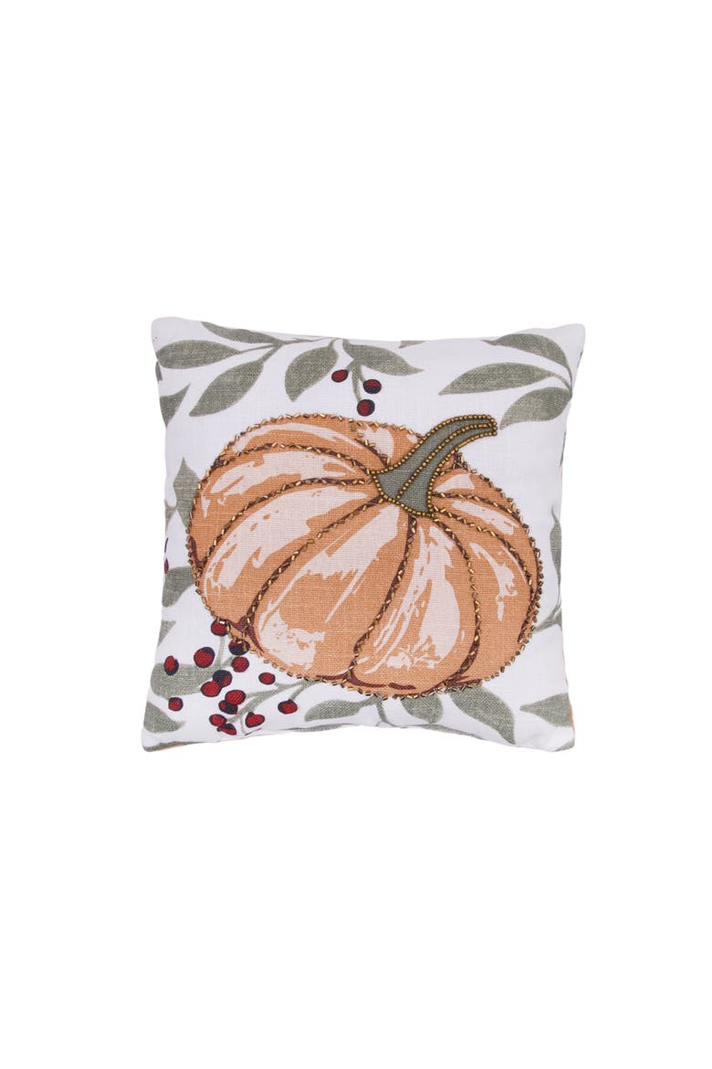 Botanical Pumpkin Berries Mini Accent Throw Pillow 10" x 10", Main, color, Orange