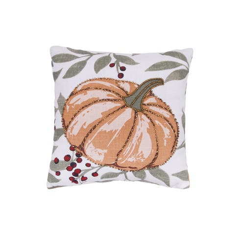 Botanical Pumpkin Berries Mini Accent Throw Pillow 10" x 10"