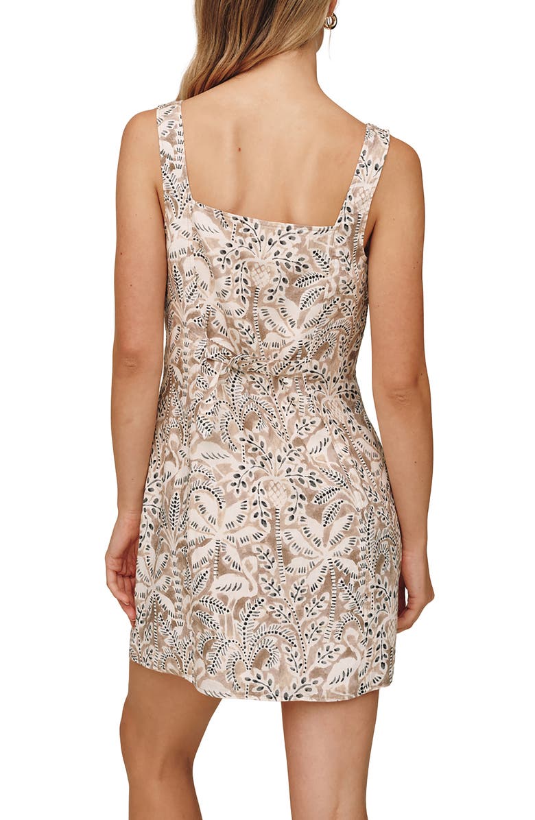 Bella Dahl Print Sleeveless Square Neck Linen Minidress, Alternate, color, Tropical Palm Print