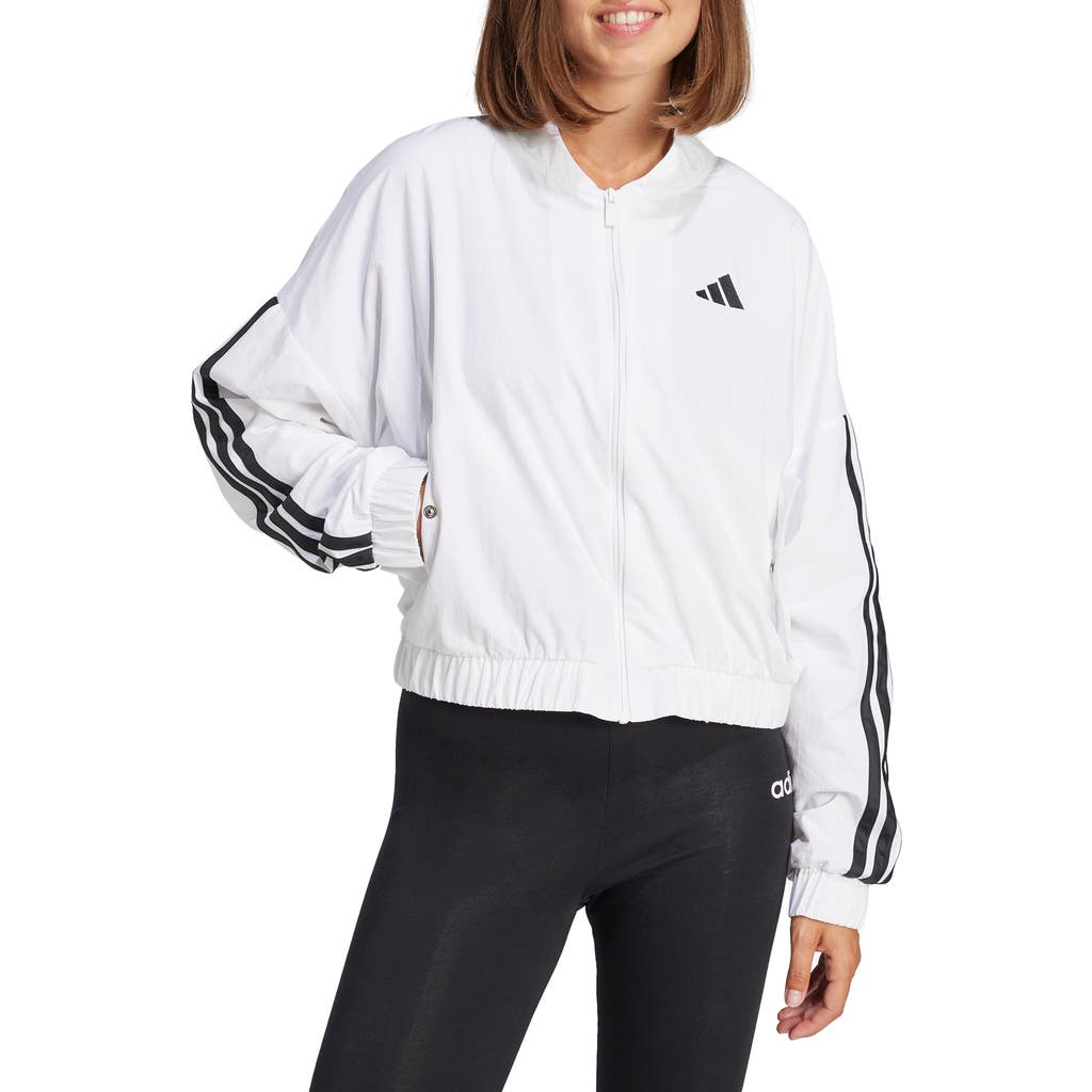 Adidas Originals Adidas Own The Run Hooded Running Windbreaker Jacket In White/black