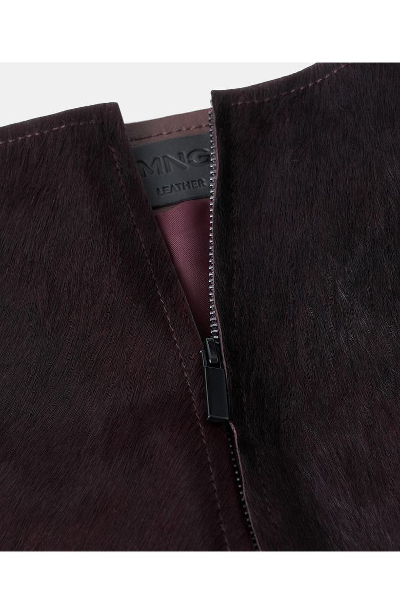 MANGO Genuine Calf Hair Miniskirt, Alternate, color,