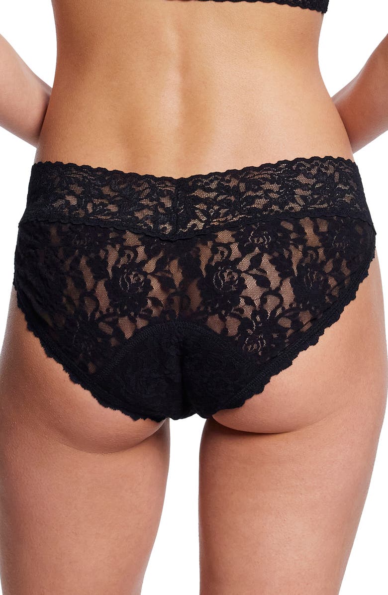 Hanky Panky x Saalt Signature Lace<sup>®</sup> Leakproof V-kini Bikini, Alternate, color, Black