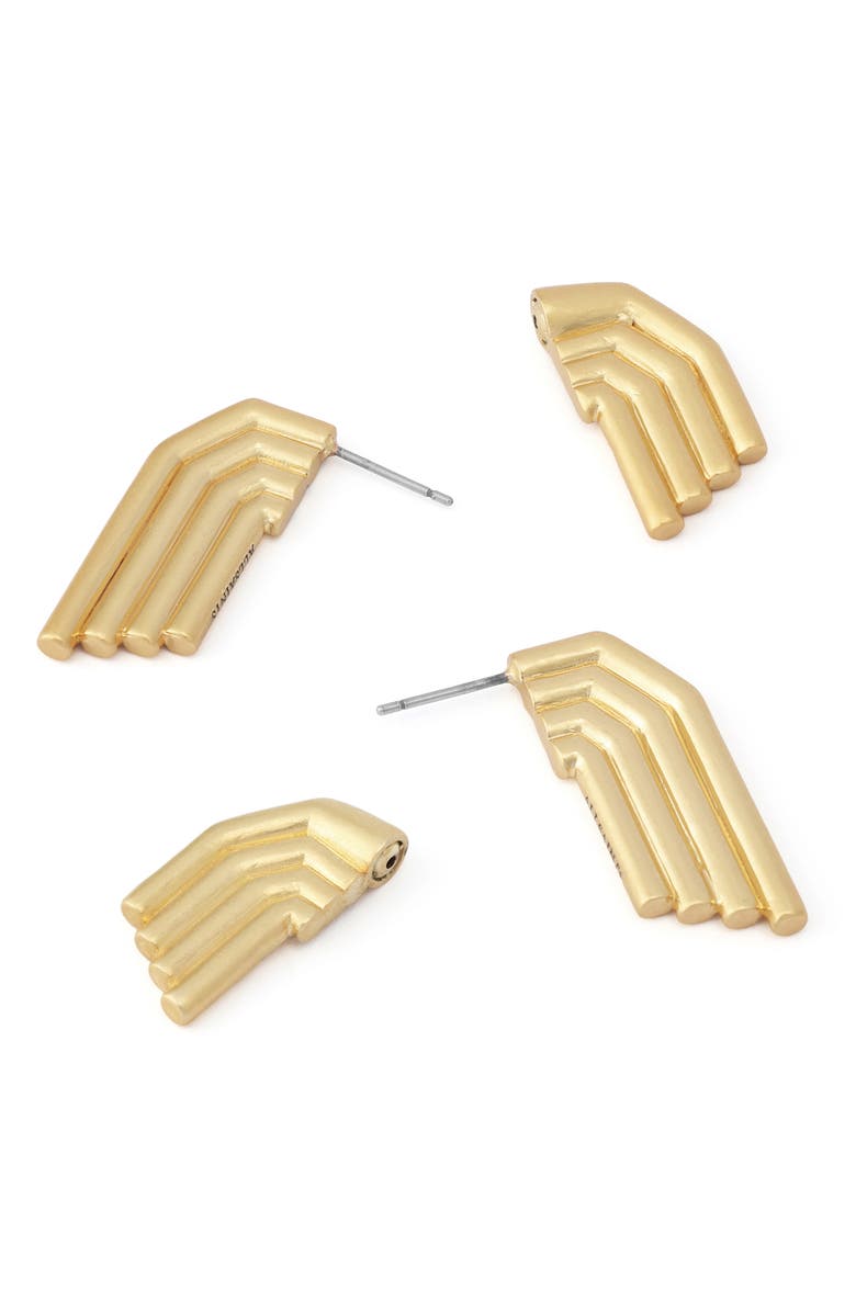 AllSaints Tube Front/Back Earrings, Alternate, color, Vintage Gold