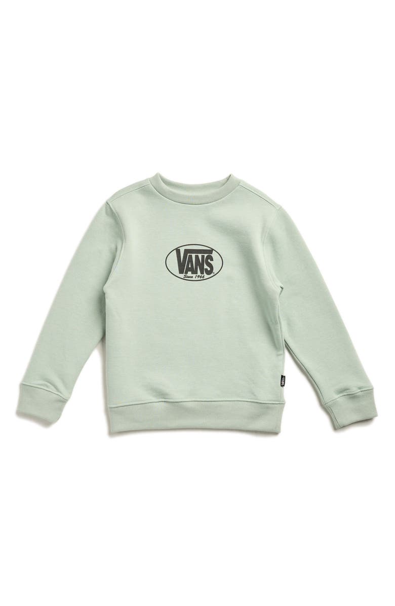 Vans Kids' Classic Oval Logo Crewneck Sweatshirt, Main, color, Gray Olive