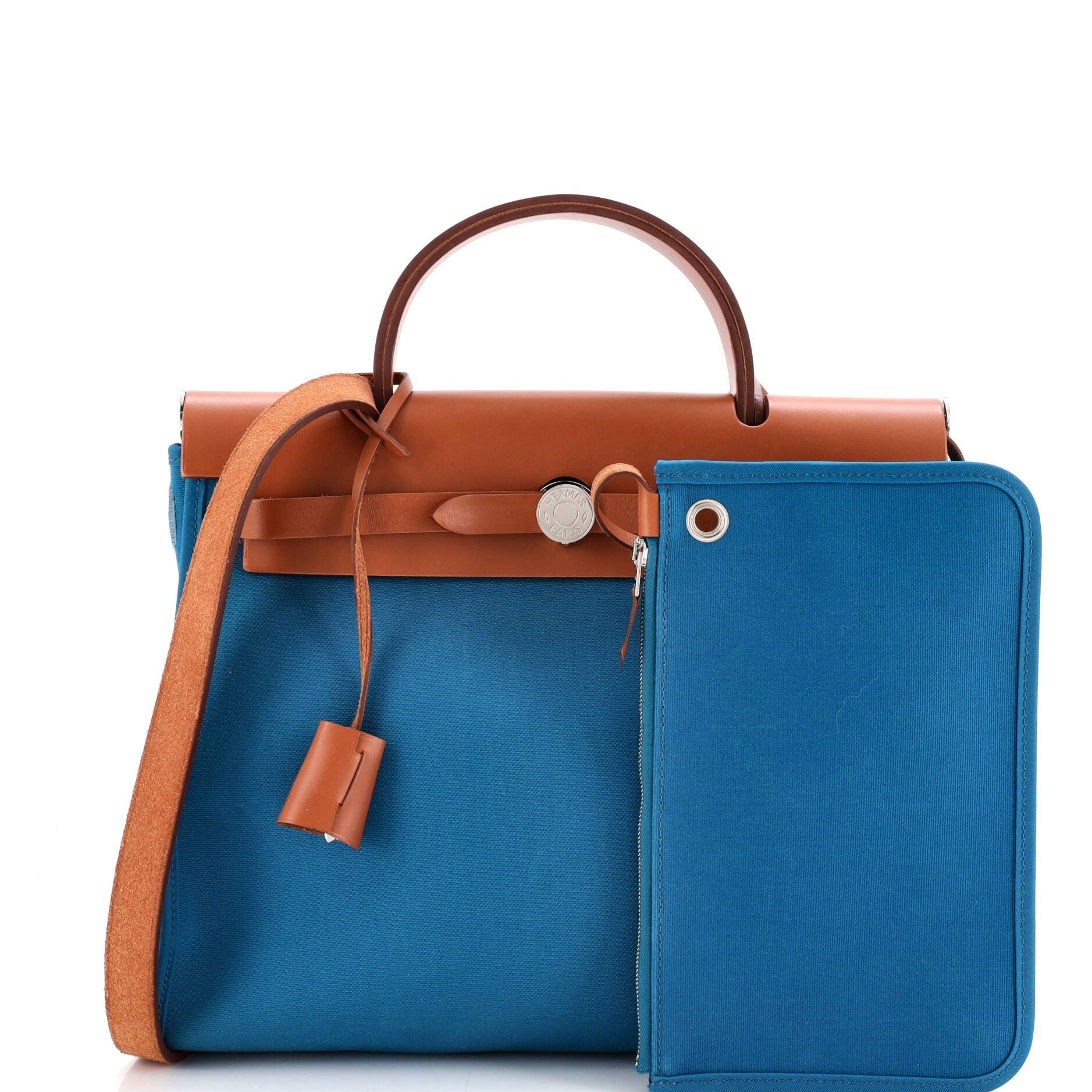 Herbag Zip Leather and Toile 31, Alternate, color, Blue