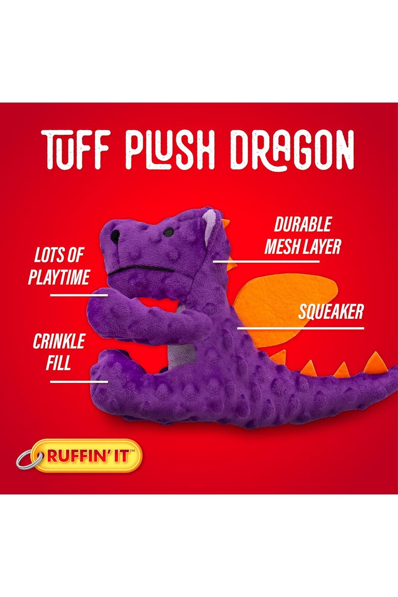 Tuff Plush Dragon Dog Toy, Alternate, color, Multicolored