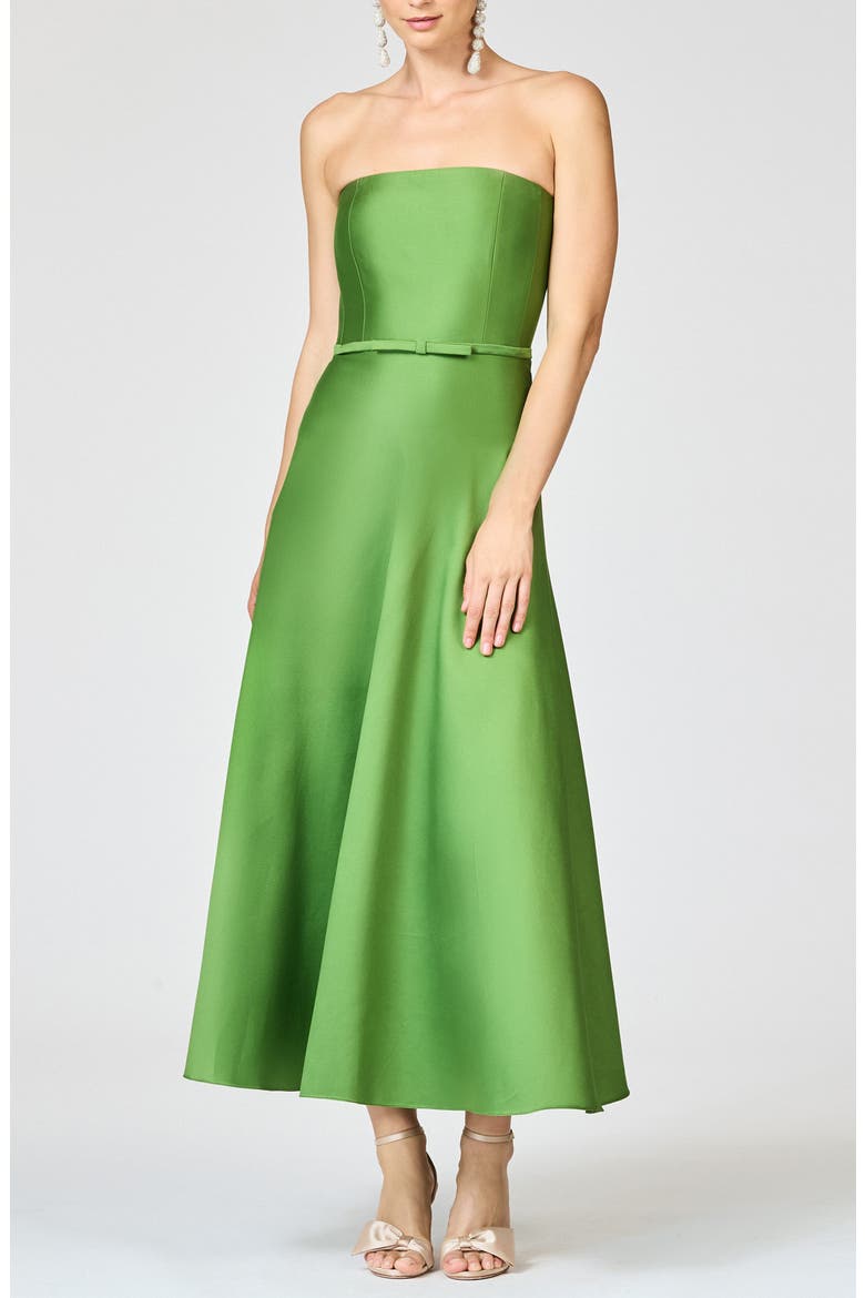 Darian Strapless Satin A-Line Gown, Alternate, color, GREEN GARNET