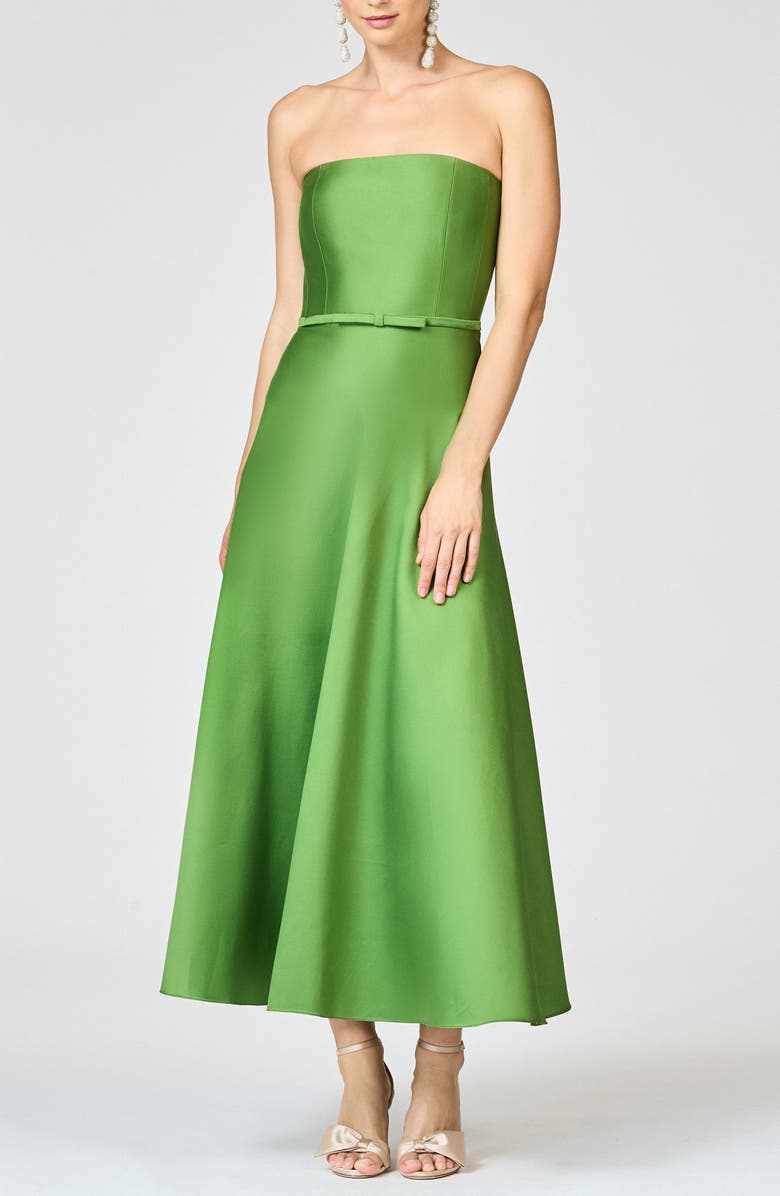 Sachin & Babi Darian Strapless Satin A-Line Gown, Alternate, color, Green Garnet