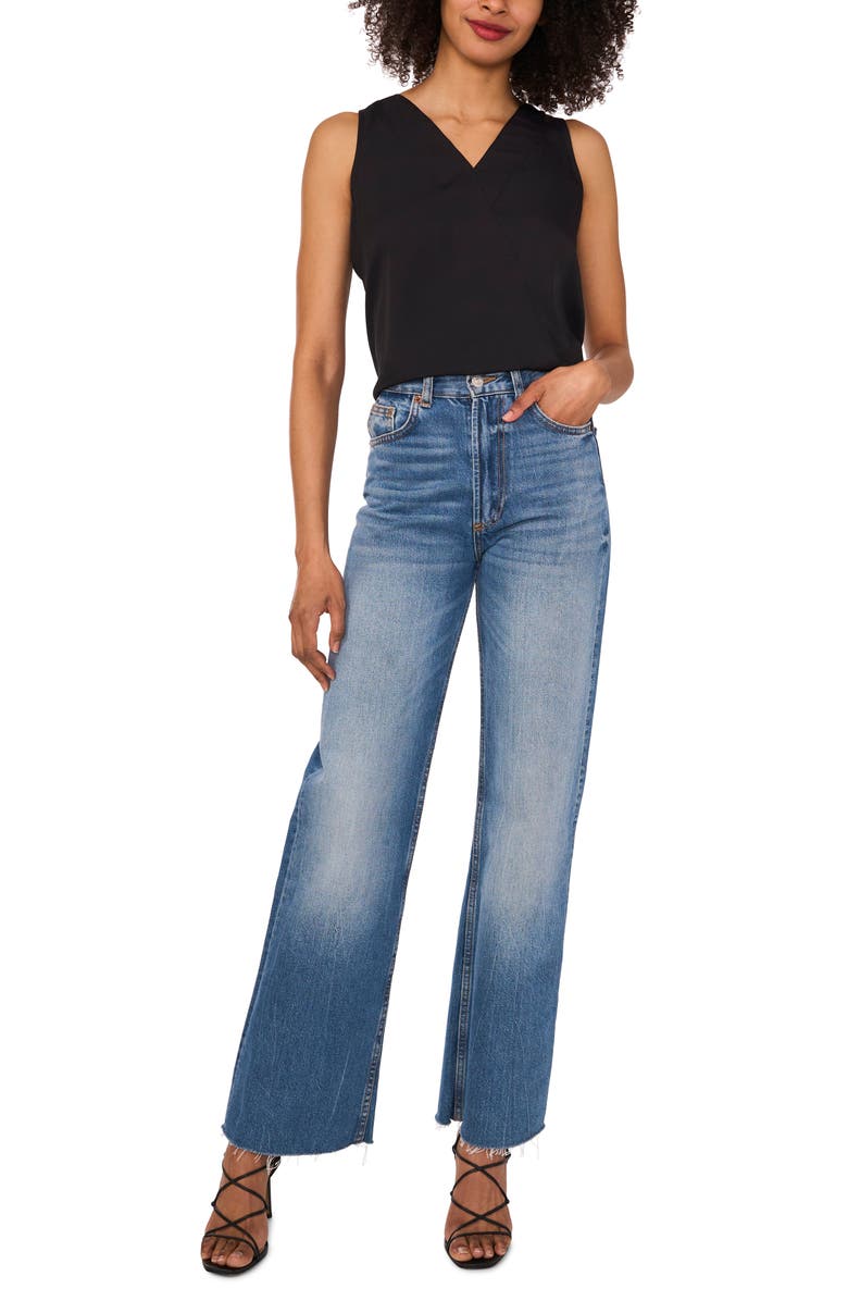 Vince Camuto Crossover Sleeveless Top, Alternate, color, Rich Black