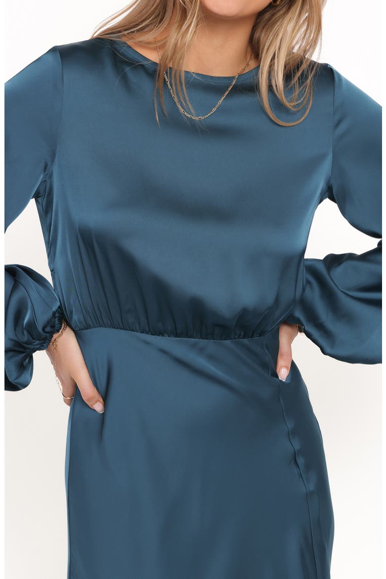Remora Long Sleeve Satin Midi Dress, Alternate, color, TEAL