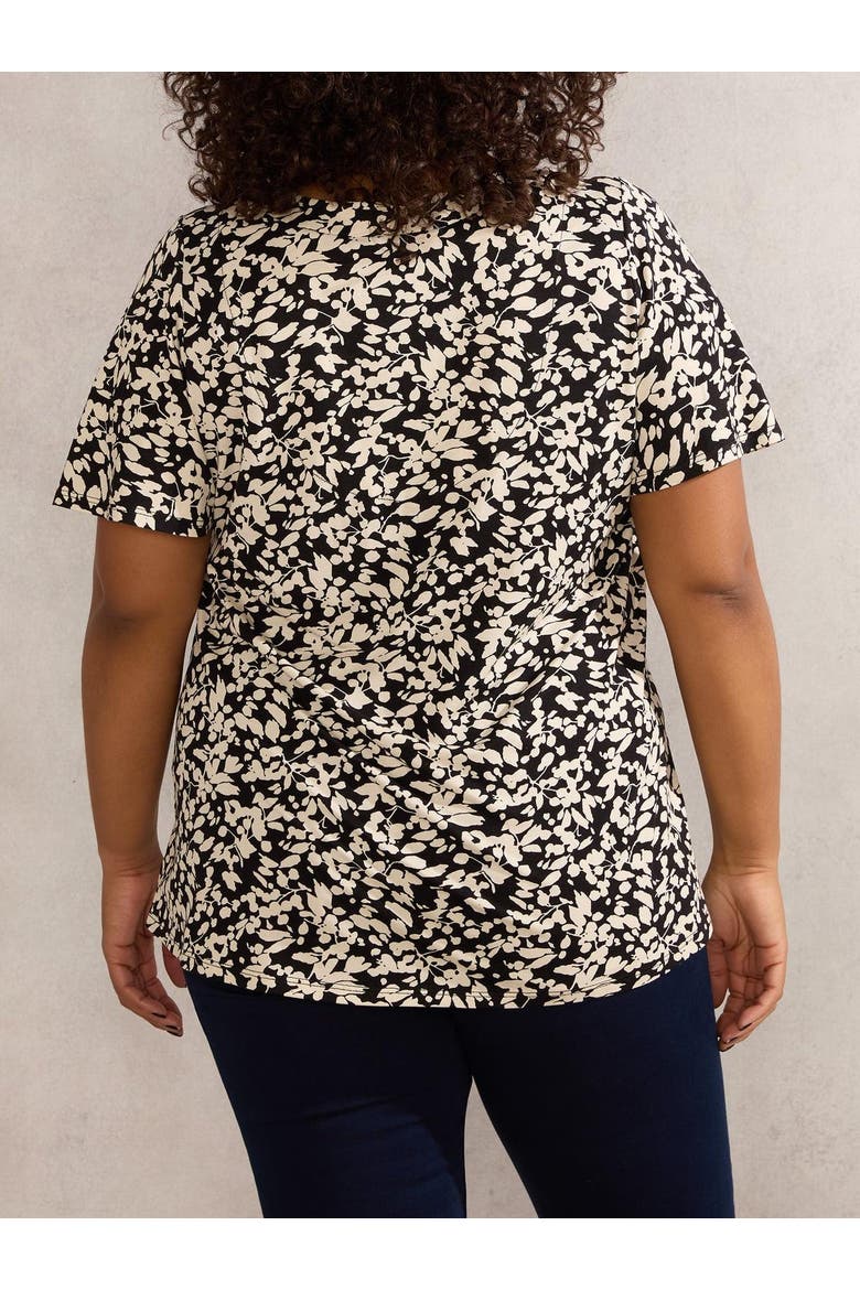 Floral Print Jersey Pleat Front Top, Alternate, color, Black