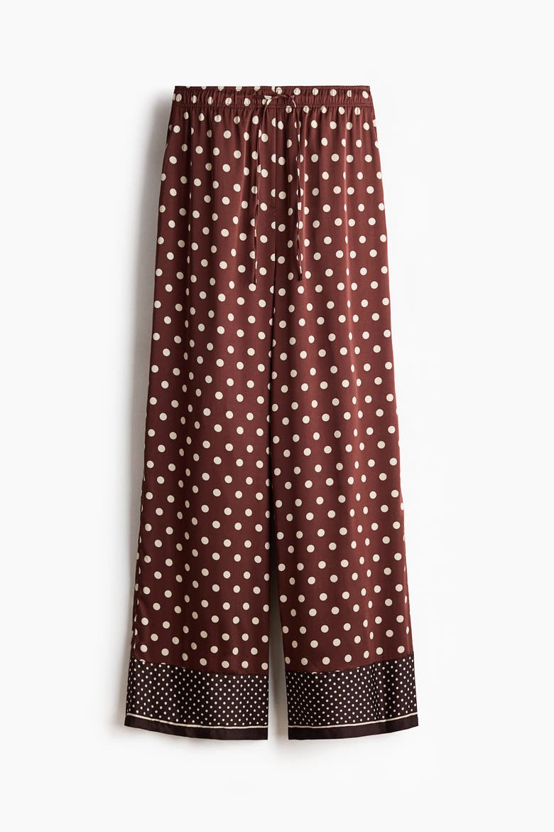 Wide-leg Drawstring Pants, Main, color, Dark rust brown/polka dot