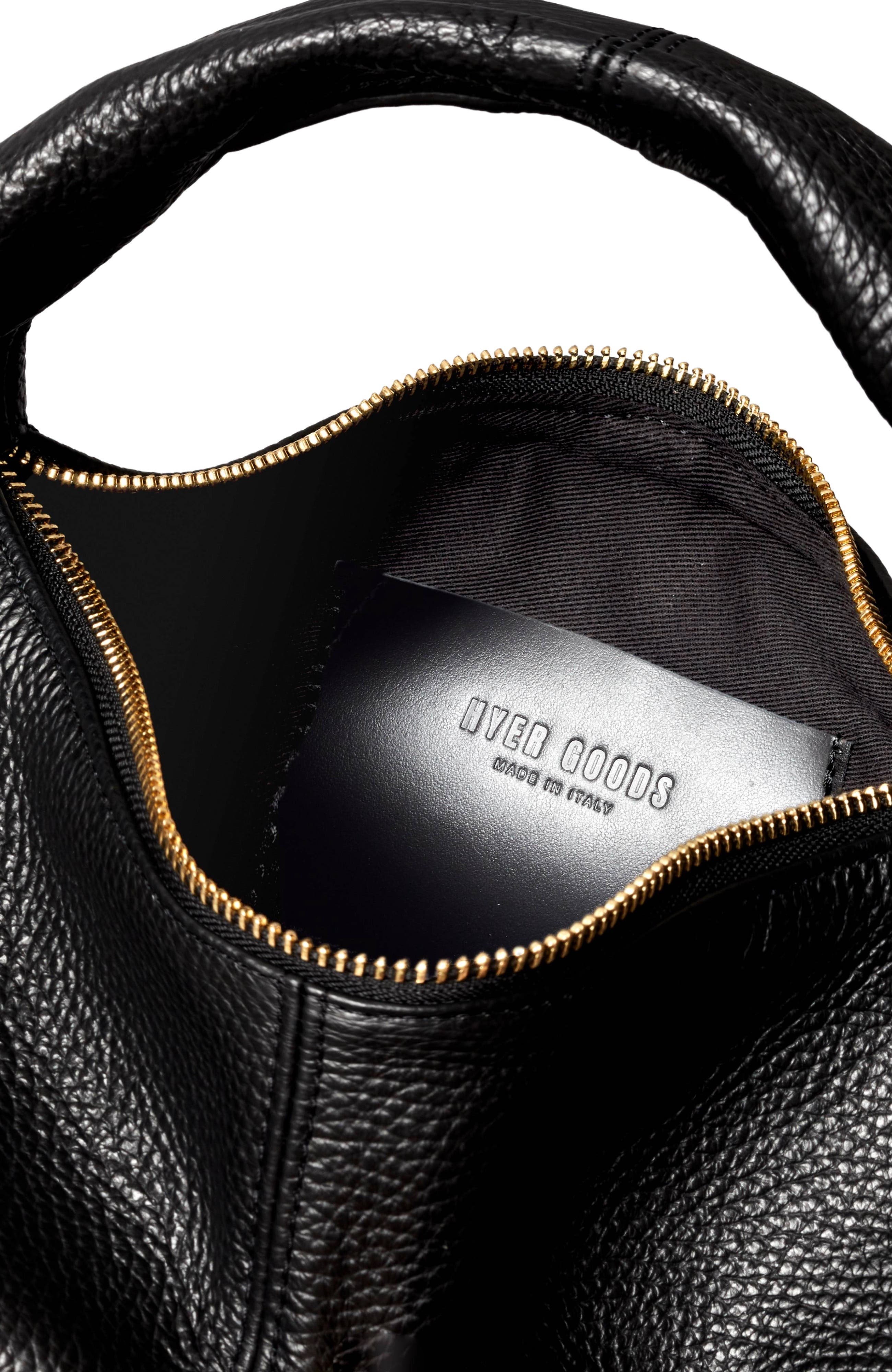 HYER GOODS Leather Mini Everday Shoulder Bag, Alternate, color, Black/Gold