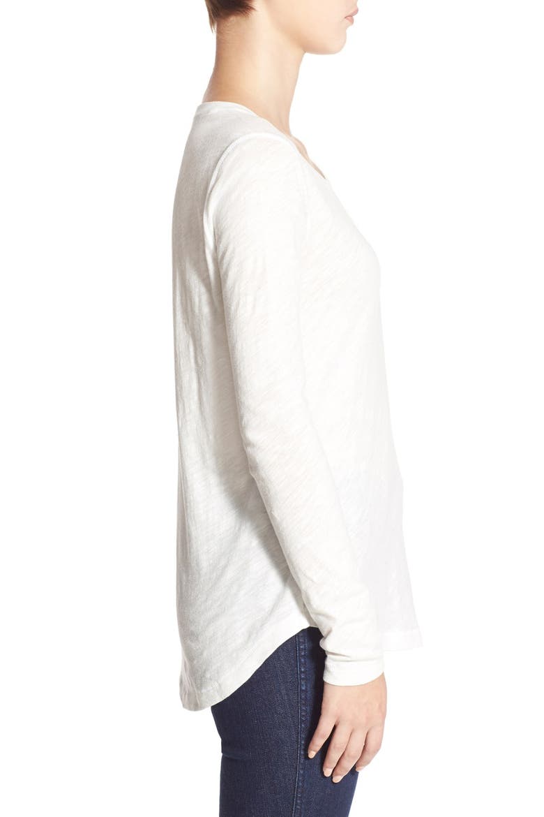 Whisper Cotton Long Sleeve Crewneck Tee, Alternate, color, BRIGHT IVORY