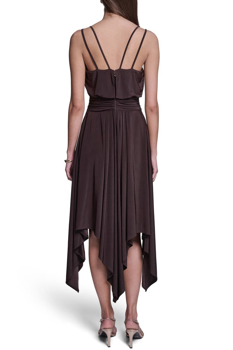 V-Neck Handkerchief Hem Dress, Alternate, color, DARK BROWN