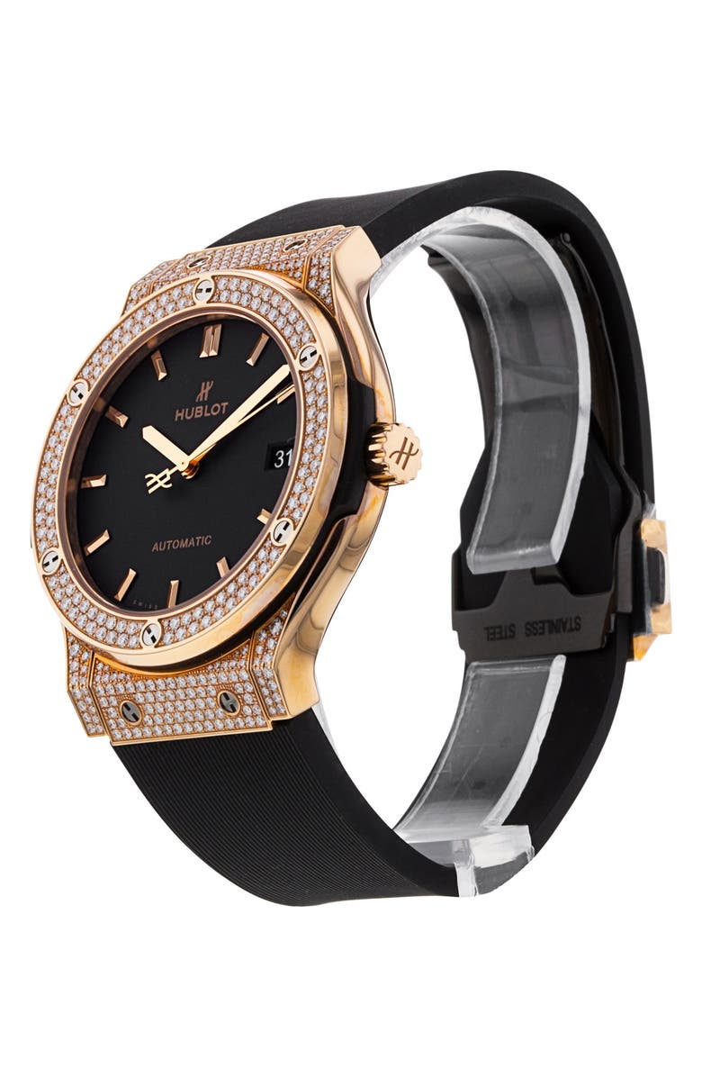 Watchfinder & Co. Hublot Preowned 2021 Classic Fusion Rubber Strap Watch, 45mm, Alternate, color,