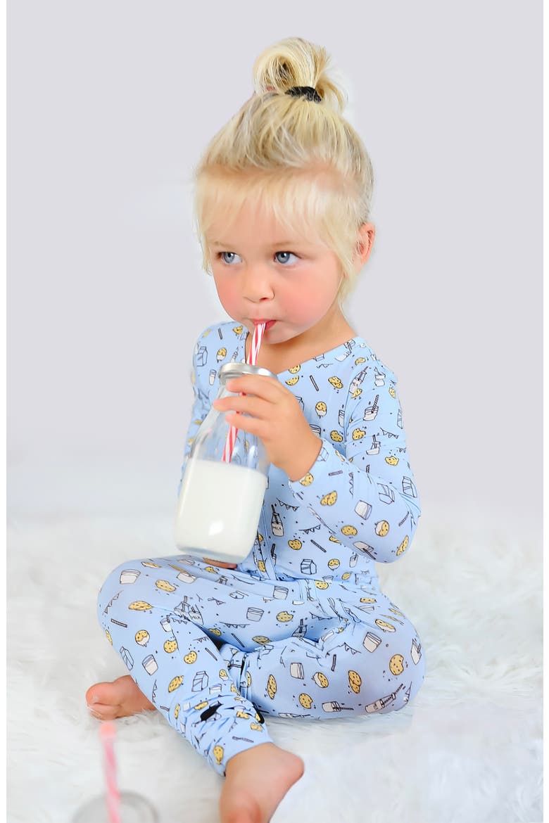 Baby Milk and Cookies Blue Convertible Footie, Alternate, color, MILK AND COOKIES BLUE