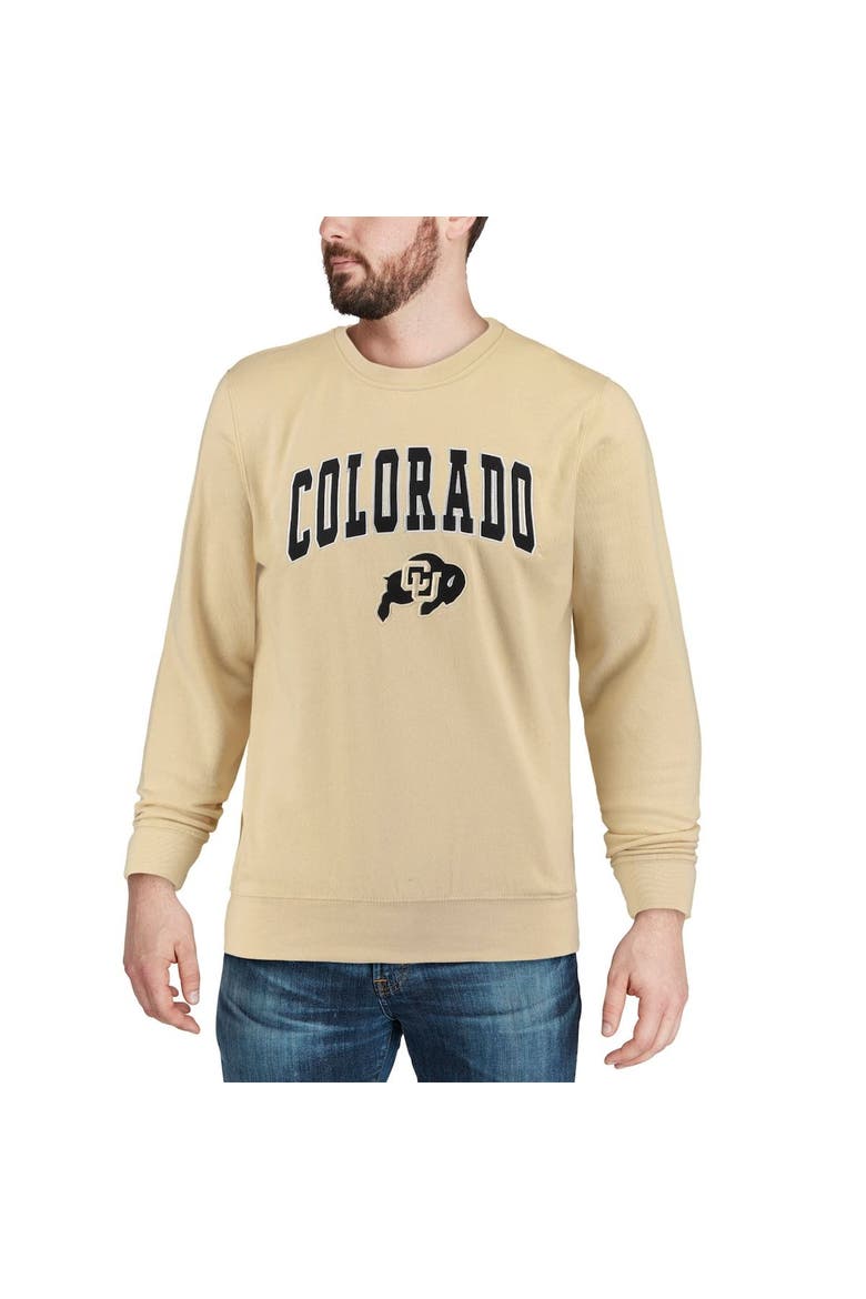 Men's Colosseum Gold Colorado Buffaloes Arch & Logo Crew Neck Sweatshirt, Alternate, color, Vegas Gold