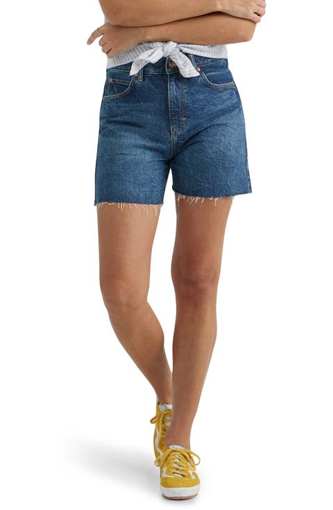 Rider Raw Hem Denim Shorts (Ocean Depths)