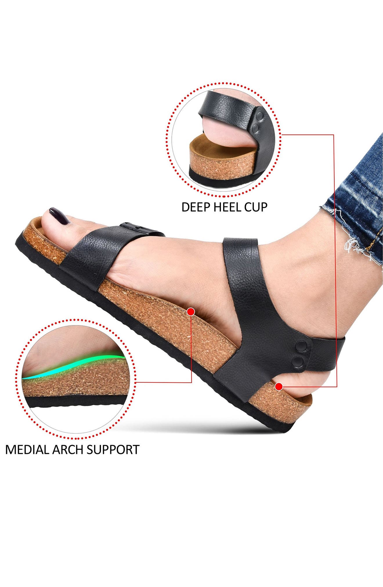 AEROTHOTIC Amulet Sandal, Alternate, color, Black