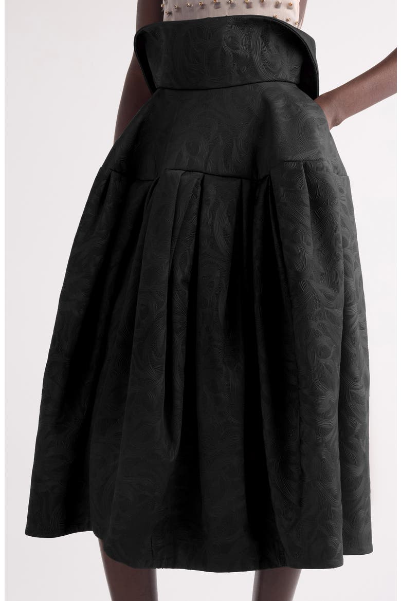 Saffy Jacquard High Waist Midi Skirt, Alternate, color, BLACK