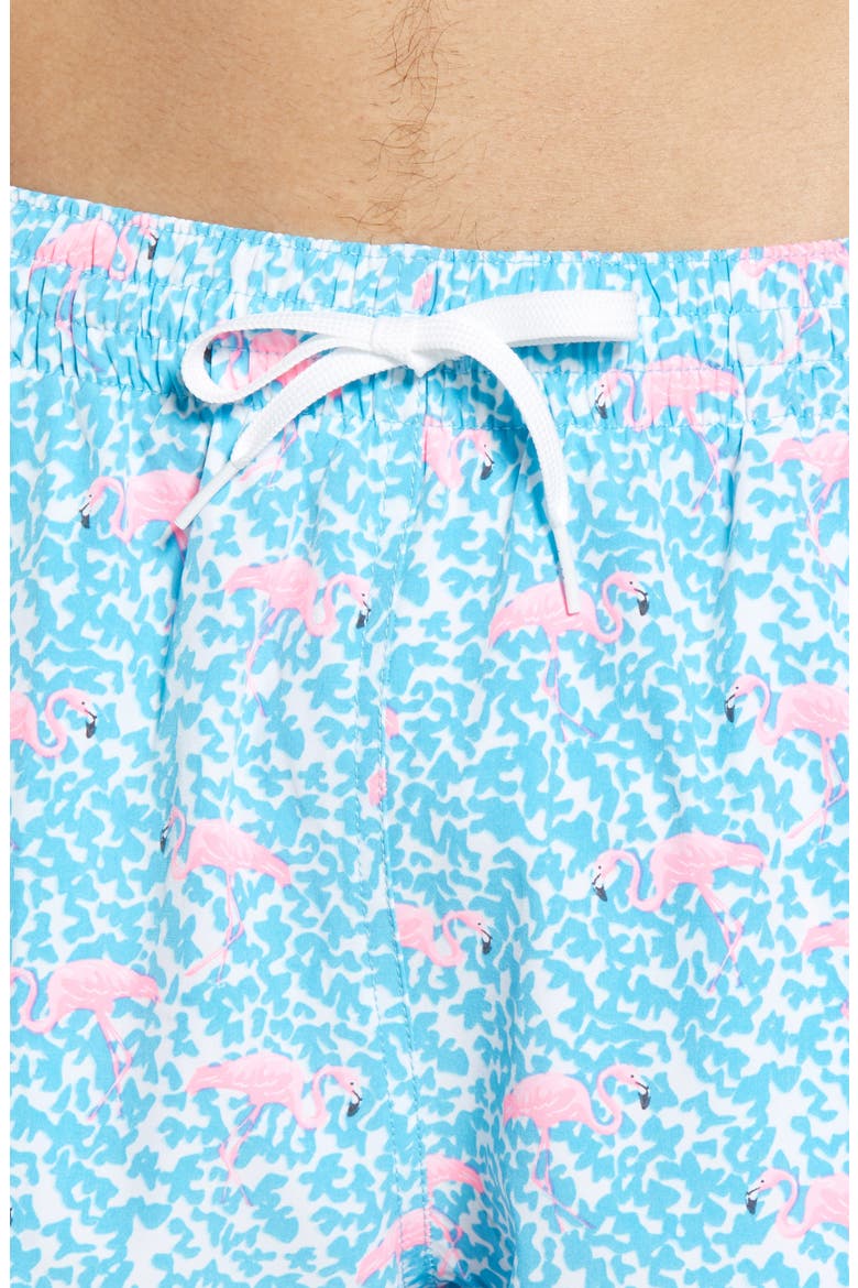 Domingos Flamingos 5.5-Inch Swim Trunks, Alternate, color, LIGHT BLUE FLAMINGO