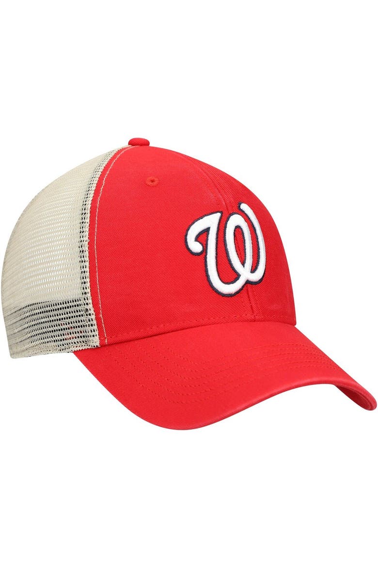 Men's '47 Red/Natural Washington Nationals Flagship Washed MVP Trucker Snapback Hat, Alternate, color, Red