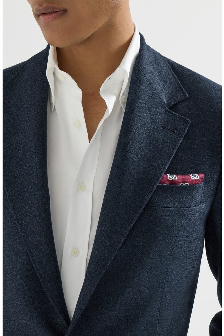 Mouliné virgin wool twill deconstructed Cavallo blazer with metal buttons, Alternate, color, Navy Blue
