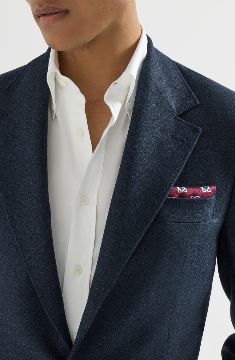 Brunello Cucinelli Mouliné virgin wool twill deconstructed Cavallo blazer with metal buttons, Alternate, color, Navy Blue